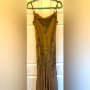 Niki Lavas bronze prom maxi slip dress with beaded details size 8
